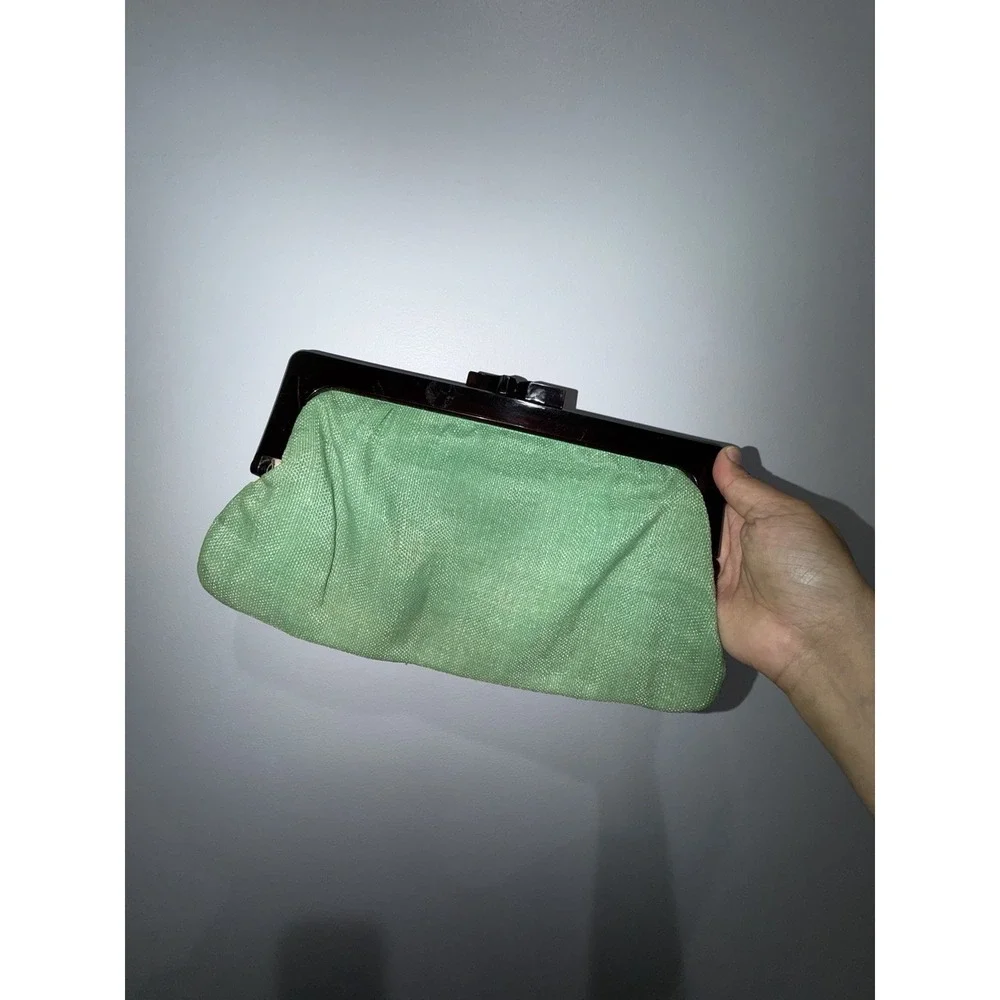Vintage B. Altman and Co. New York NY Frame Green Clutch Lucite J‎